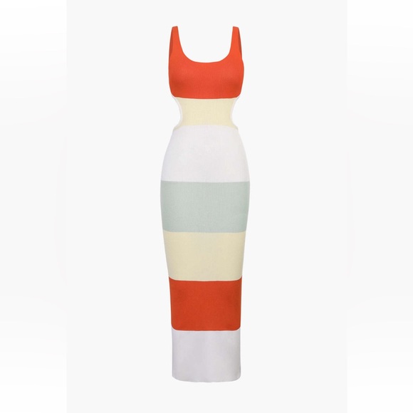 Cider Dresses & Skirts - Cider knit bodycon striped colorblock maxi dress | cut out, backless, cute | NWT